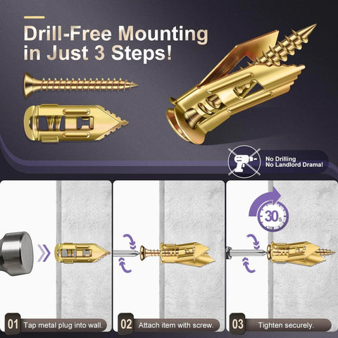 Step-by-step guide to using 80pcs Self Drilling Drywall Anchors and Screws Kit, 2025 Upgraded 3 Sizes Heavy Duty Wall Anchors Kit Zinc Plated Steel, No Pre-Drill No Holes
