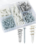 Self Drilling Drywall Anchors Assortment Kit, 200-Piece Picture Hanging Set with #6 Zinc Metal and #8 Plastic Drywall Hangers