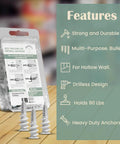 Reinforced Nylon 66 Drywall Anchors 90lb Limit, Self Drilling Value Pack shown with features list, includes screws.
