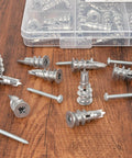 116 pcs self drilling drywall anchors and screws kit with 58 zinc alloy sheetrock anchors and 58 #6 x 1-1/4 inch screws