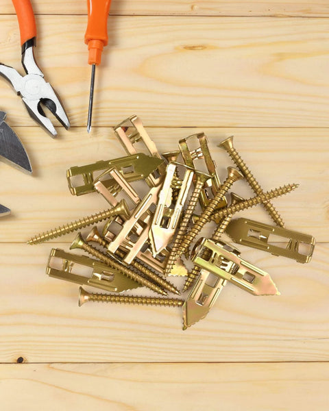 100 pcs self drilling drywall anchors and screws kit with 4 size metal expansion anchors made from zinc plated manganese steel