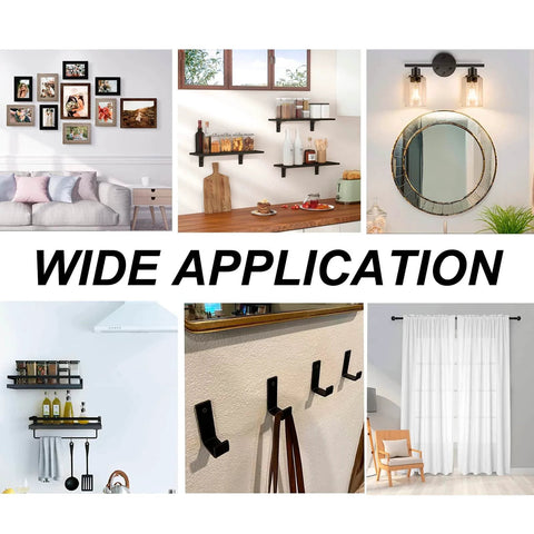 Collage showing wide applications of 3 Sizes Self Drilling Drywall Anchors, 310PCS Nylon Plastic Wall Anchors and Screws for Drywall.