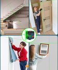 360 Degree Cross Line Laser With Self Leveling Delivers Bright Horizontal And Vertical Lines For Precise Tile Setting Cabinet Installation And Framing With 110 Degree Projection For Quick Easy Alignment And Reliable Battery Powered Operation in use for home projects.