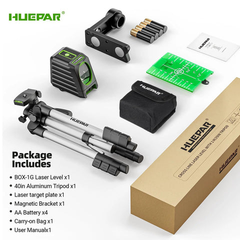 Self Leveling Laser Level With 40 Inch Tripod For Precise DIY Projects, Green Cross Line, accessories, package contents