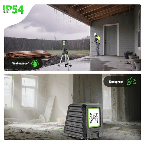 Self Leveling Laser Level With 40 Inch Tripod For Precise DIY Projects, Green Cross Line, 150 Ft Indoor Range in waterproof use.