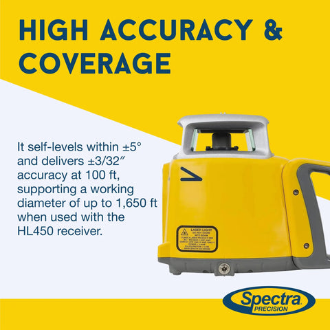 LL300N Self Leveling Rotary Laser Kit With HL450 Receiver Rugged IP66 Construction Delivers 1650 Foot Range And Five Degree Auto Level