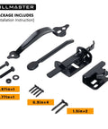 Self Locking Gate Latch Built Tough For Wooden Fences And Gates With 9 Inch Gate Handle, Black Finish, installation parts.