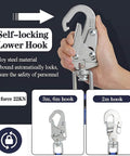 Pro Grade Heavy Duty Self Retracting Lifeline For Fall Protection Industrial Safety Rope With Quick Lock Disc Brake Portable Lanyard For Roof Work And Elevator Repair 500 Kg Load Capacity 3 Meter Cord On Site Safety Gear showing self-locking lower hook.