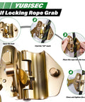Close-up of self-locking rope grab used in Ultimate Vertical Lifeline Assembly 25 Foot Polyester Rope Harness Safety System