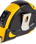 Self locking tape measure with belt clip offers precise 33 feet of measurement with MID accuracy, dual inch and metric scales.