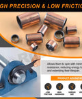 50Pcs Five Sizes Sleeve Bearings Self Lubricating Plain Bearings Oil Free Bushings for machinery parts, various sizes displayed