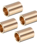 Set Of Four Self Lubricating Brass Sleeve Bearings Three Eighths Inch Bore One Half Inch Outer Diameter Three Quarters Inch Length Brass Bushing For Low Friction Linear Motion Applications displayed in an array