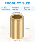 Self-Lubricating Brass Sleeve Bearing Bushing For Sliding Movements, 16mm Bore, 22mm Outer Diameter, 28mm Length, Gold Tone, Front View