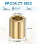 Self Lubricating Cast Brass Sleeve Bearing 16mm Bore 22mm Outer Diameter 22mm Length gold tone product dimensions