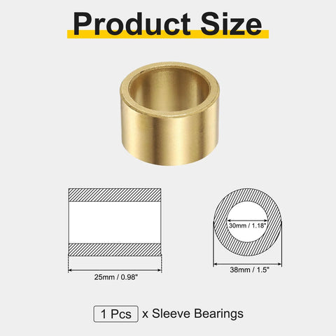 Self Lubricating Sintered Bronze Sleeve Bearings With 30mm Bore 38mm OD And 25mm Length For High Sliding Applications In Tough Machinery Uxcell