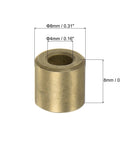 12 Pieces Sleeve Bearings 4mm Bore, 8mm Outer Diameter, 8mm Length, Self Lubricating Sintered Bronze Bushings, shown with measurements.
