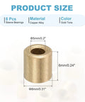 Self Lubricating Sleeve Bearings Cast Brass Bushing 5mm Bore 8mm OD 6mm Length for Sliding Movements in Machinery Gold Tone