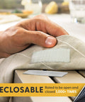Close-up of fabric with Clear 10Ft Indoor Outdoor Adhesive Mounting Tape With Self Mating Reclosable Fasteners No Drilling Required Cut To Size