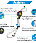 11 Foot Self Retracting Lifeline For Construction Safety Retractable Safety Lanyard With Swivel Top Eye Rebar Hook features diagram