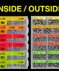 574 Pcs Metric Self Tapping Screws Assortment Kit with M3 M4 M5 M6 in organized storage case for multiple lengths.