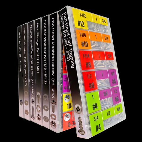 552 Pcs Self Tapping Screws Assortment Set featuring SAE #4 #6 #8 #10 #12 pan head screws organized in storage case.