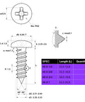 552 Pcs Self Tapping Screws Assortment Set Featuring SAE #4 #6 #8 #10 #12 Pan Head Phillips Drive Screws technical drawing