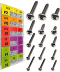 552 Pcs Self Tapping Screws Assortment Set Featuring SAE #4 #6 #8 #10 #12 with 304 Stainless Steel Pan Head Phillips Drive Screws