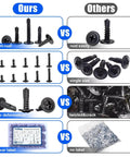 Comparison of 450PCS Self Tapping Screws Assortment for Metal 410 Black Stainless Steel with other screw types, highlighting durability and labeling advantages