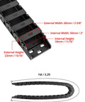 Semi Enclosed Cable Drag Chain Wire Carrier 2 Pack Reinforced Plastic 1 Meter Length Inner 18x50 mm Outer 23x58 mm Bend Radius 28 mm