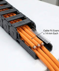 Semi Enclosed Cable Drag Chain Wire Carrier 2 Pack Reinforced Plastic 1 Meter Length Inner 18x50 mm Outer 23x58 mm Bend Radius 28 mm
