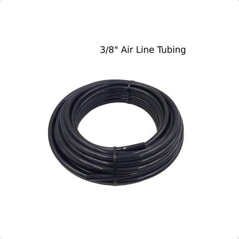 Coiled black 3/8 inch air line tubing from PartLogix Three Way Push Pull Manual Tailgate Dump Air Valve Kit for Semi Trailer Axle.