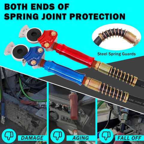 15 Ft Semi Truck Air Line Kit With Gladhands And Holder Tender Spring Kits 7 Way Trailer Cord Air Line Seals And Teflon Tape