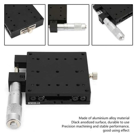 Top view of SEMX80-the Linear Step, 80x80mm X Axis Manual Precision Linear Stage with cross roller for CNC axis motion.