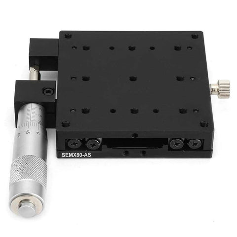 ✝️ SEMX80-the Linear Step, 80x80mm X Axis Manual Precision Linear Stage Precision Translation Stage, side view with knob detail
