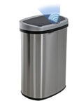 13 Gallon Sensor Trash Can With Lid Automatic Touchless Garbage Can Odor Control Modern Oval Design Easy To Clean Fingerprint Resistant Stainless Steel Infrared Sensor Lid Quiet Operation Fits Kitchen Bathroom Office Home