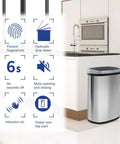 13 Gallon Sensor Trash Can With Lid Automatic Touchless Garbage Can Odor Control Modern Oval Design in kitchen setting