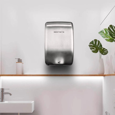 Seonsing Automatic Commercial Hand Dryer Heavy Duty Compact High Speed 224 Mph Restroom With Hygiene Filter Low Noise in restroom