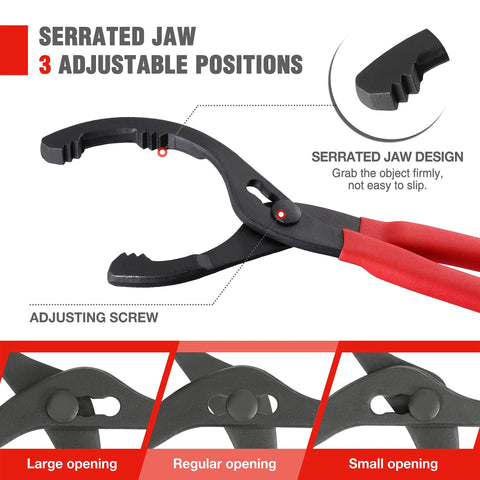 Adjustable Oil Filter Pliers 12 Inch For Engine Oil Filters Removal Bent Head Design For Tight Spaces High Carbon Steel