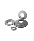 Set Of 5 M10 Belleville Washers 27mm Conical Disc Spring Washers 304 Stainless, showing different angles on white background.