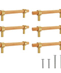 Set Of Six 3.75 Inch Wooden Cabinet Pulls With Screws For Dresser Kitchen And Wardrobe Cabinets 5.55 Inch Total Length 3.75 Inch Center
