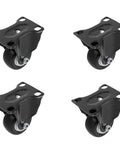 Set Of Four 1.5 Inch Rigid Fixed Top Plate Caster Wheels Non Swivel With 45 By 60 Millimeter Square Plate Polyurethane Wheels