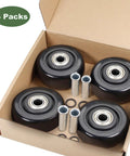 Set Of 4 PU Caster Wheels, 3 Inch Wide, 75mm Diameter, 1-1/4 Inch Wheel Width, 3/8 Inch Axle, High Load Capacity And Quiet Rolling, Ideal For Push Carts, Platform Trucks, Grills, And Cargo Elevators, KW181 Compatible in open box.