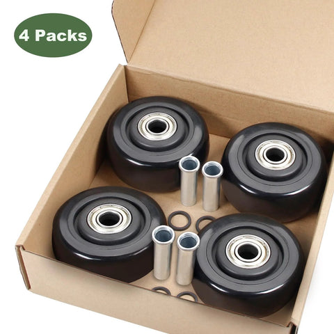Set Of 4 PU Caster Wheels, 3 Inch Wide, 75mm Diameter, 1-1/4 Inch Wheel Width, 3/8 Inch Axle, High Load Capacity And Quiet Rolling, Ideal For Push Carts, Platform Trucks, Grills, And Cargo Elevators, KW181 Compatible in open box.