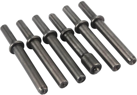 7 Piece Air Hammer Rivet Bit Set With 0.401 Shank For Pneumatic Rivet Hammers, Beefy 45# Steel Bits, view of six bits.