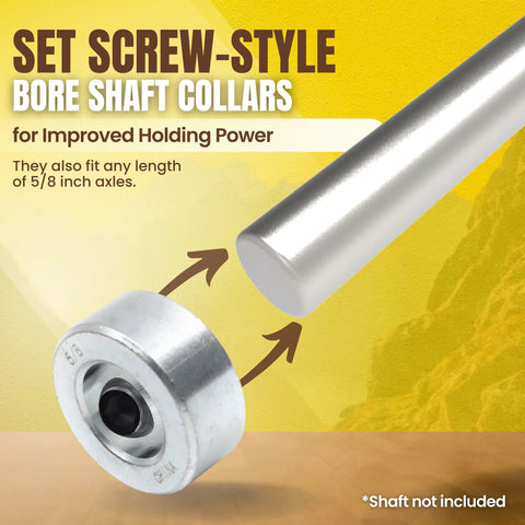 Four Pack Five Eighths Inch Bore Solid Steel Shaft Collars With Set Screws Zinc Plated for automotive and industrial shaft security
