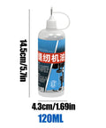 120ml bottle of Sewing Machine Oil And High Temperature Lubricant For Precision Machines with size dimensions