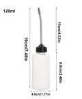 Two Pack 120ml Sewing Machine Oil Can Set With Precision Long Nozzle Lubricant showing size dimensions