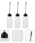Three Piece Sewing Machine Oil Can Set With Iron Spout And Cap For Precise Lubrication on sewing machines and engines, includes close-ups.