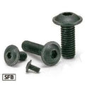 SFB-M8-10 NBK Socket Button Head Cap Screws - Flange 20-Pack - Made in Japan, designed for smooth motion in mechanical systems, black steel.