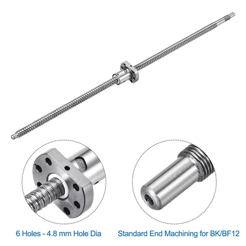 SFU1204 Ball Screw Assembly 12mm Diameter 4mm Lead 550mm Length With Ball Nut Anti Backlash Kit and standard end machining
